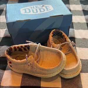 Hey Dude Kids Moccasins - Cream and Red Accents